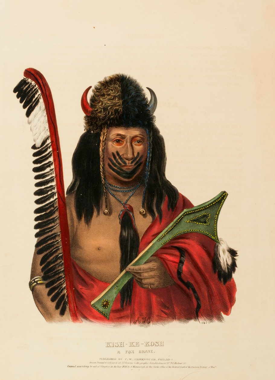 KISH-KE-KOSH. A FOX BRAVE, uit History of the Indian Tribes of North America door Charles Bird King