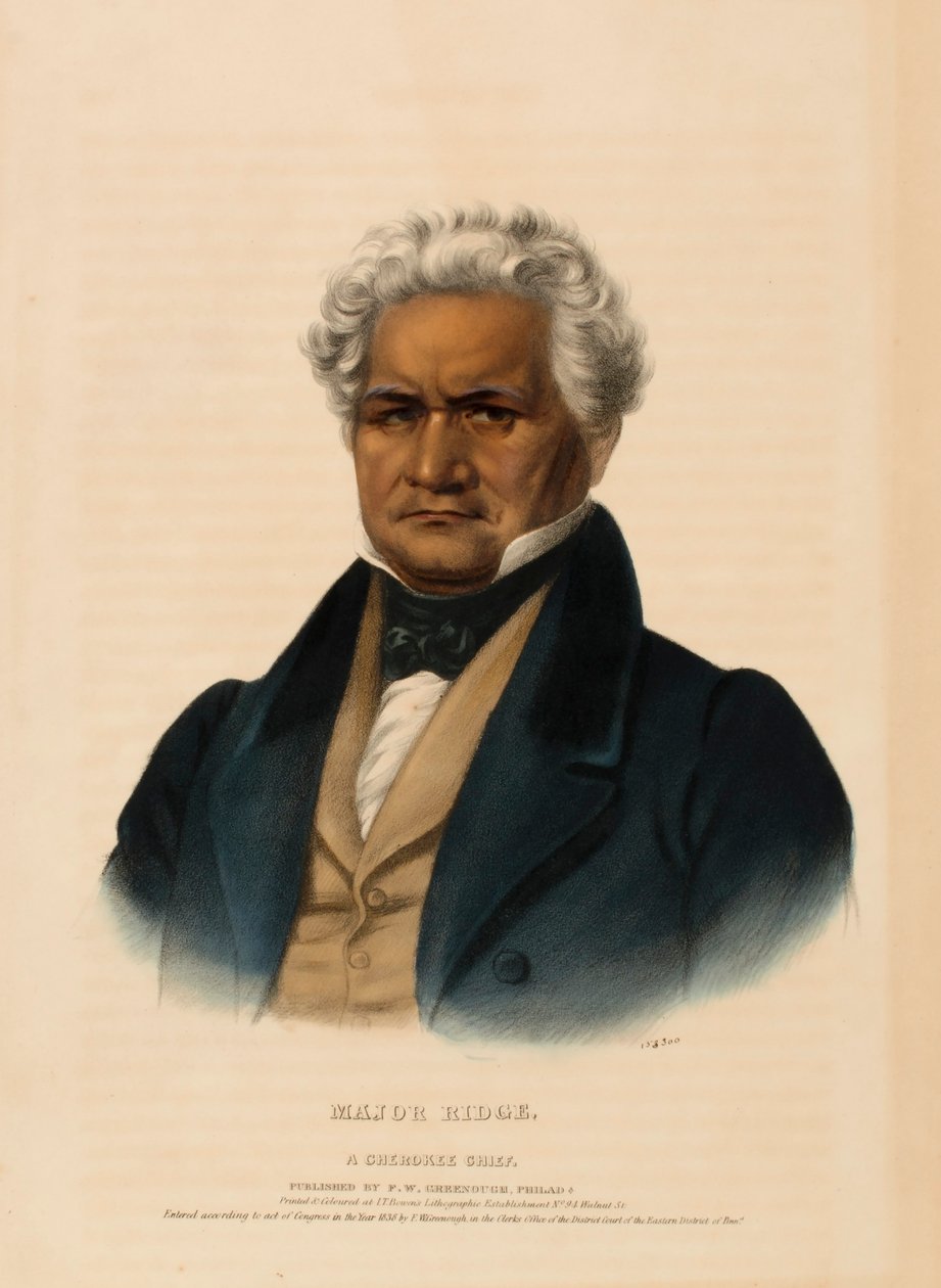 MAJOR RIDGE. A CHEROKEE CHIEF, uit History of the Indian Tribes of North America. door Charles Bird King