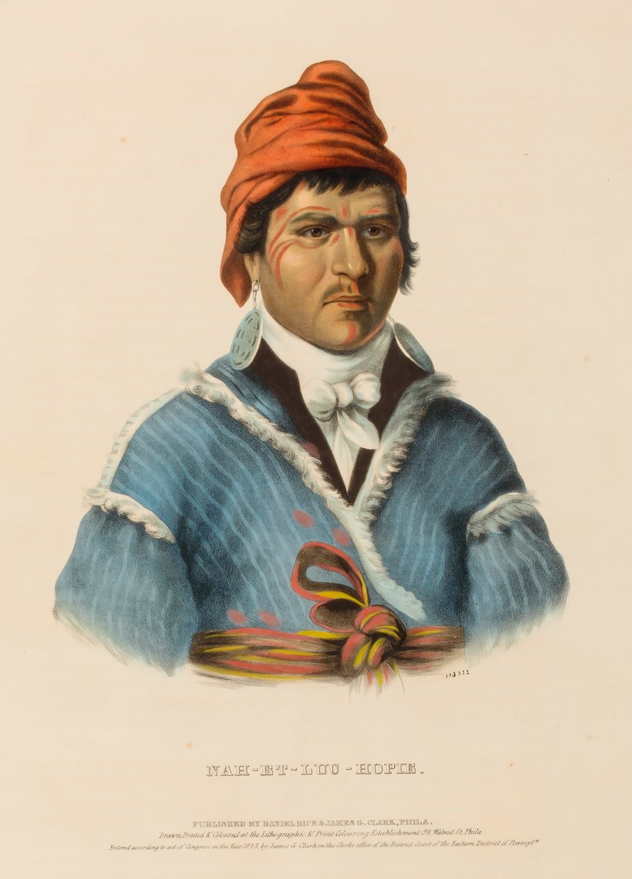 NAH-ET-LUC-HOPIE, uit Geschiedenis van de Indianenstammen van Noord-Amerika door Charles Bird King