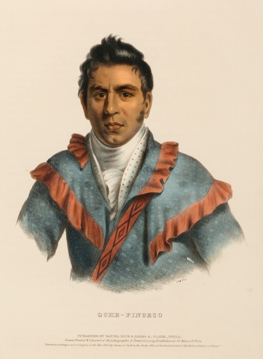 OCHE-FINCECO, uit Geschiedenis van de Indianenstammen van Noord-Amerika door Charles Bird King