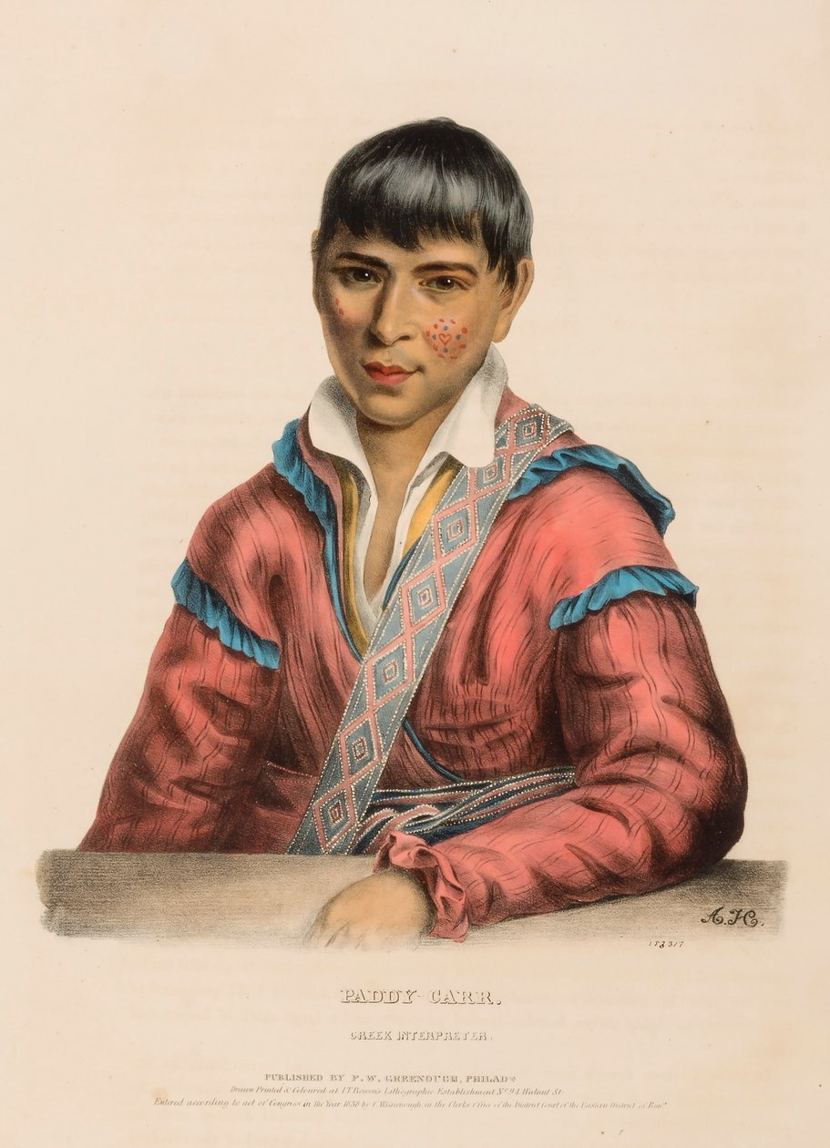PADDY-CARR. CREEK INTERPRETER, uit Geschiedenis van de Indianenstammen van Noord-Amerika door Charles Bird King