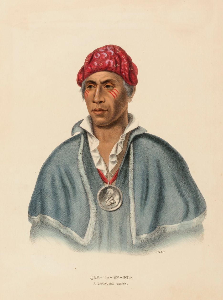 QUA-TA-WA-PLA. A SHAWANOE CHIEF uit History of the Indian Tribes of North America door Charles Bird King