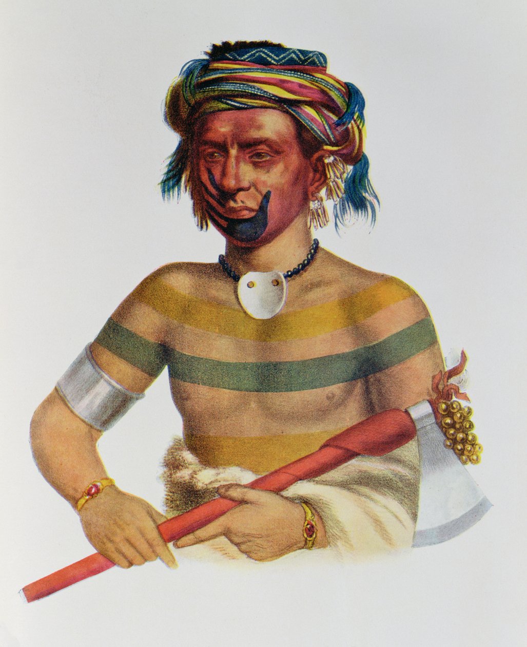 Shau-Hau-Napo-Tinia, een Iowa Chief, 1837, illustratie uit 