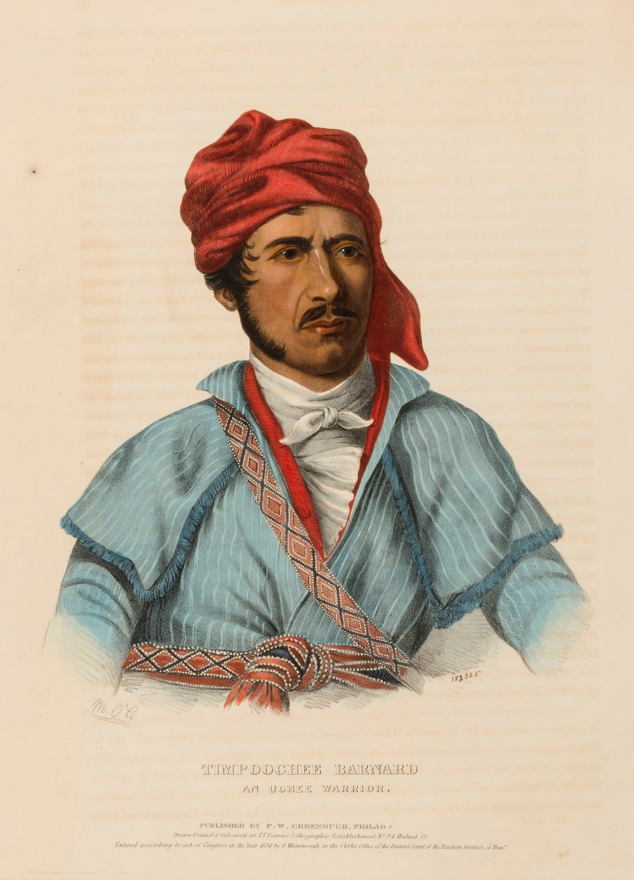 TIMPOOCHEE BARNARD. AN UCHEE WARRIOR, uit de geschiedenis van de indianenstammen van Noord-Amerika. door Charles Bird King