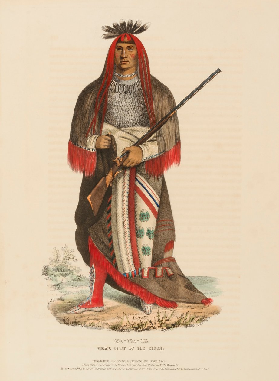 WA-NA-TA. GRAND CHIEF OF THE SIOUX, uit History of the Indian Tribes of North America door Charles Bird King