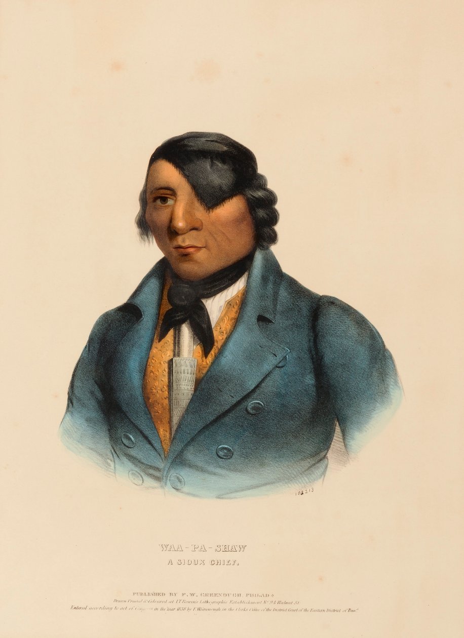 WAA-PA-SHAW. A SIOUX CHIEF, uit History of the Indian Tribes of North America door Charles Bird King
