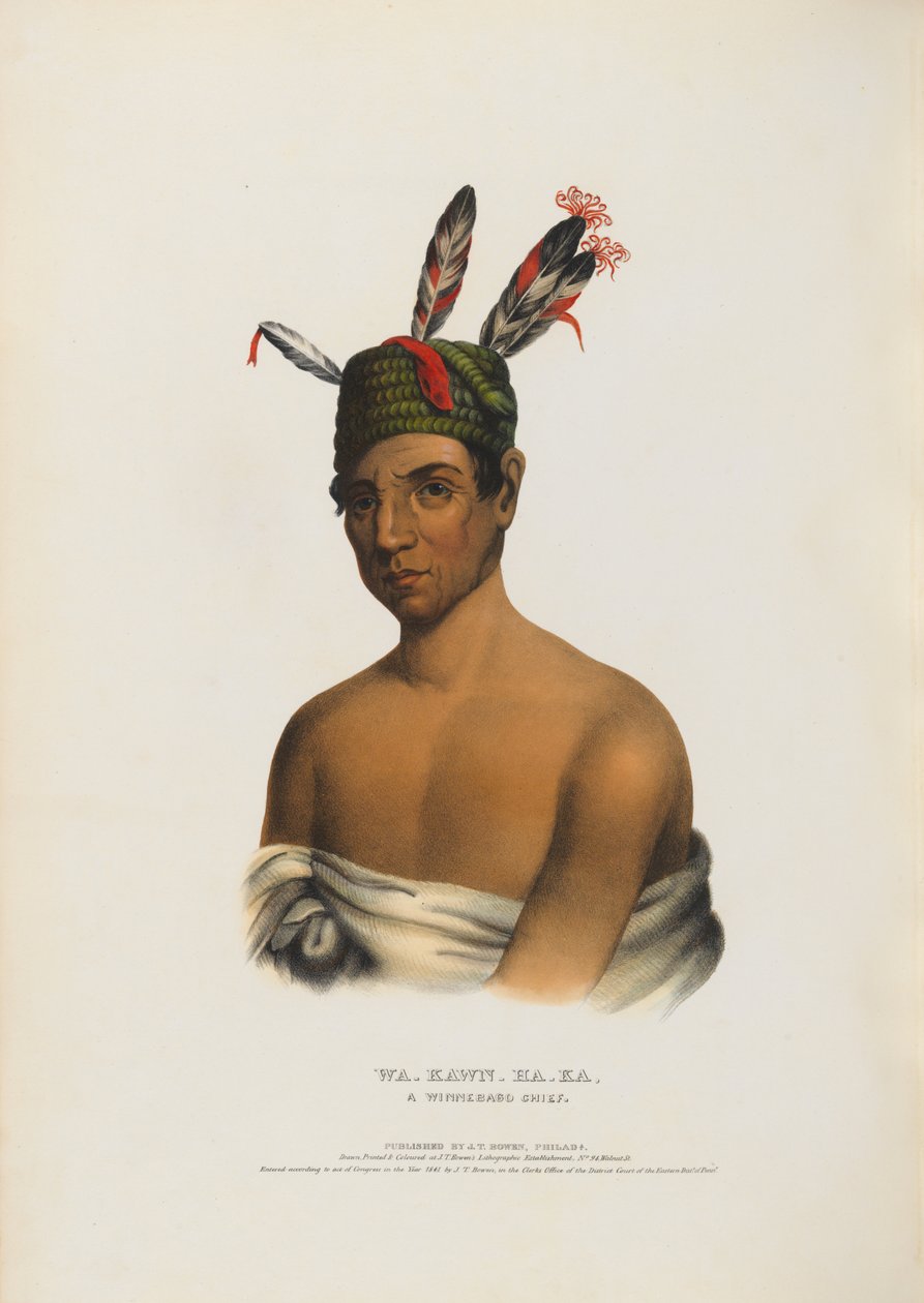 Wa-kawn-ha-ka - een Winnebago-opperhoofd door Charles Bird King