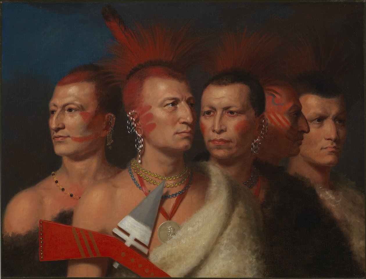 Young Omahaw, War Eagle, Little Missouri en Pawnees door Charles Bird King