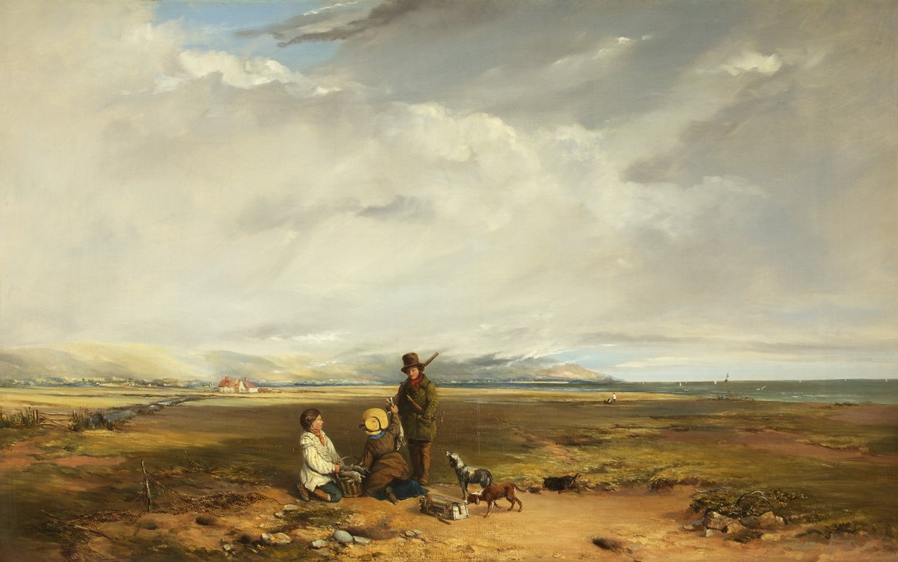Landschap met sportman en metgezellen door Charles Branwhite