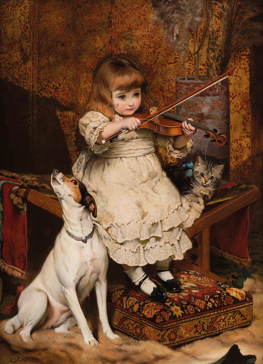 De kleine violist, 1887 door Charles Burton Barber