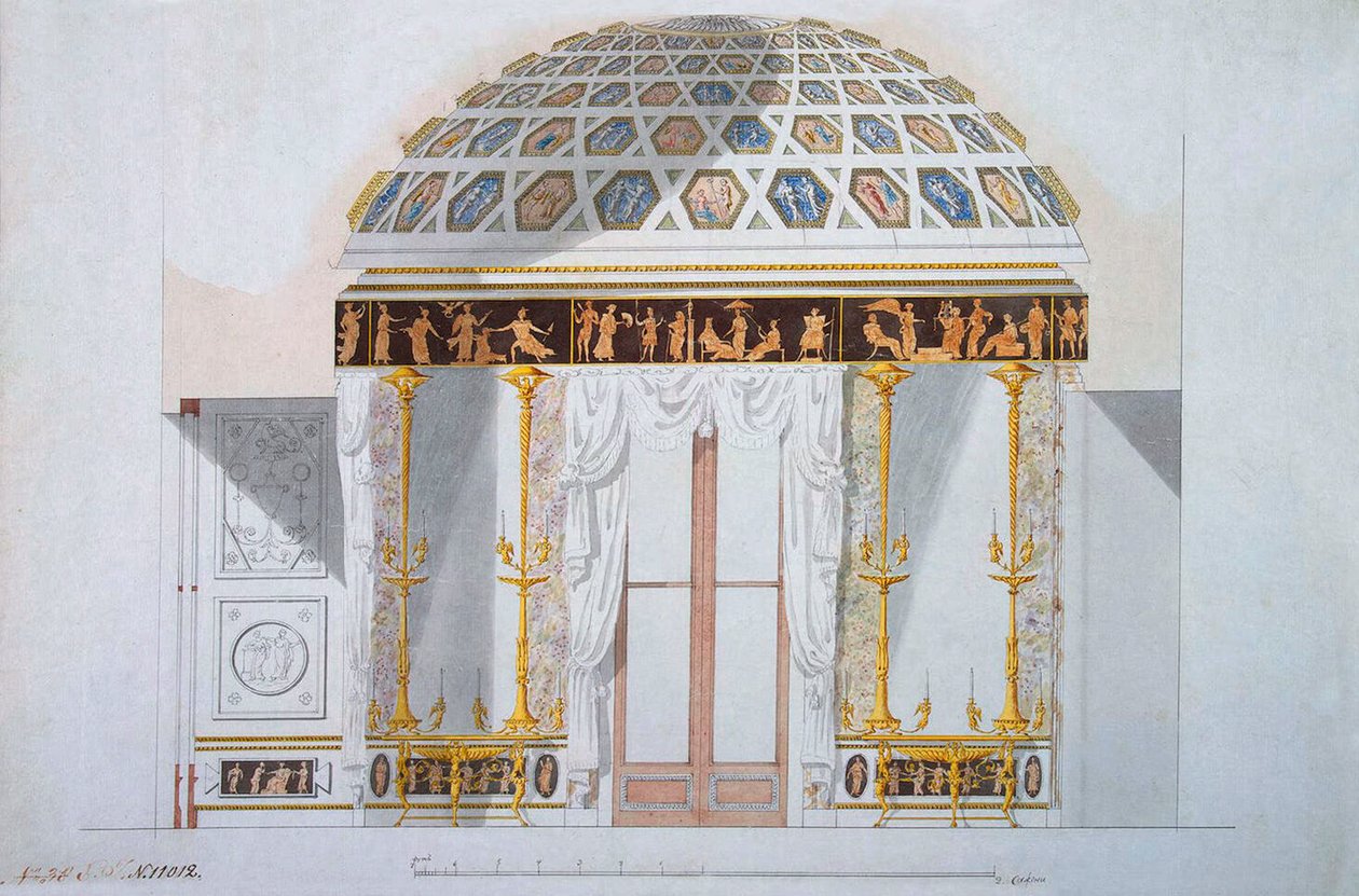 Ontwerp voor de Jaspiskast in het Agaatpaviljoen in Tsarskoye Selo, 1780s door Charles Cameron