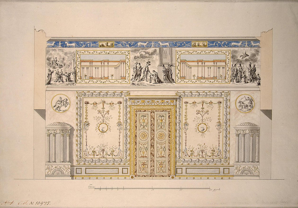 Ontwerp voor de Lyons Hall Gele Tekenzaal in het Grote Paleis van Tsarskoye Selo, begin 1780s door Charles Cameron