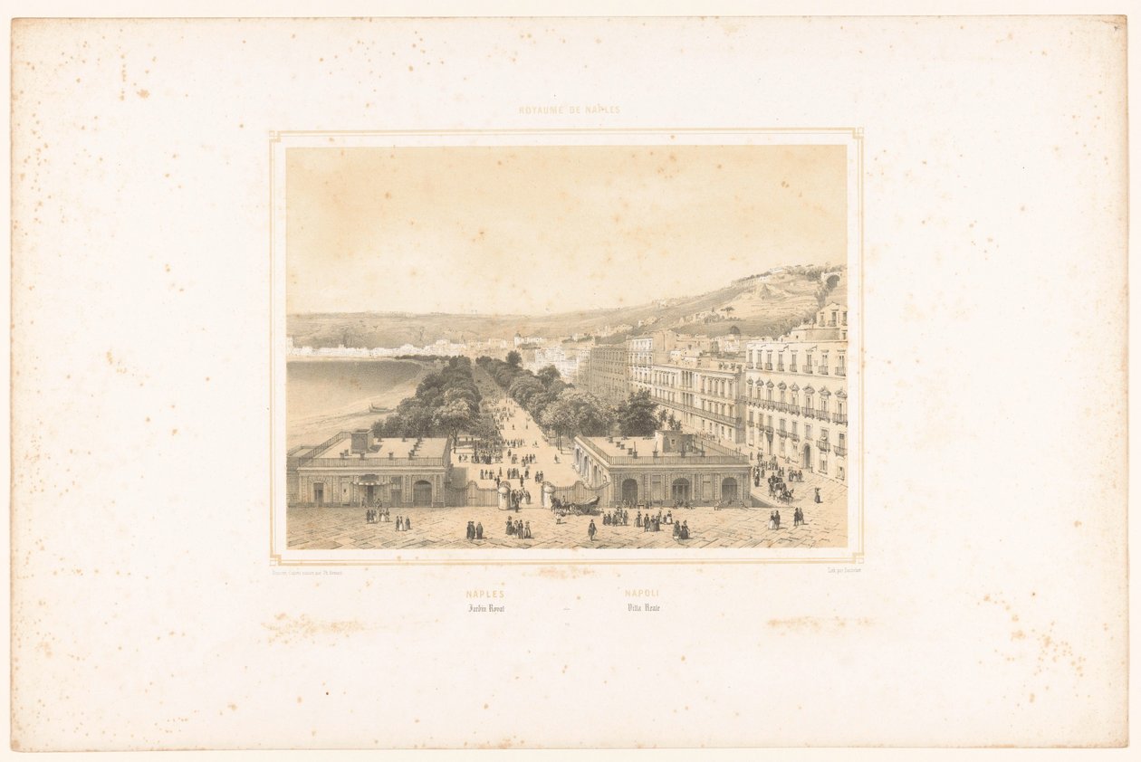 Zicht op de Villa Poggio Reale met bomenlaan in Napels door Charles Claude Bachelier