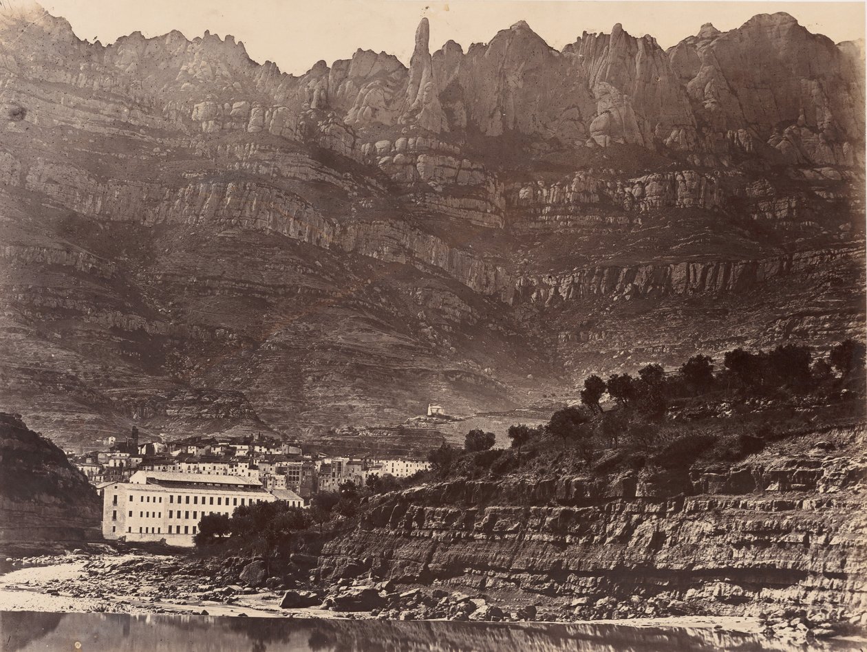 Monserrat, algemeen uitzicht op de berg vanaf Monistrol, 1860 door Charles Clifford