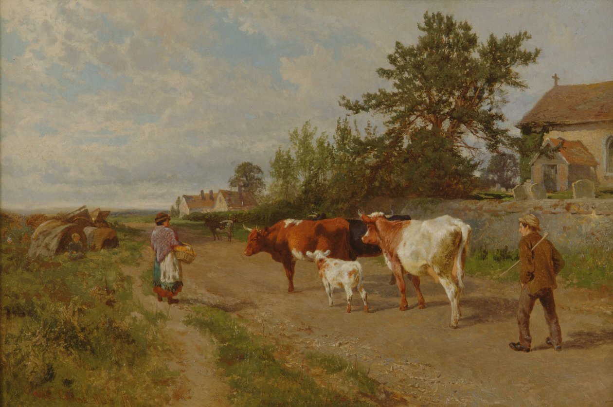 Naar de markt gaan, 1895 door Charles Collins