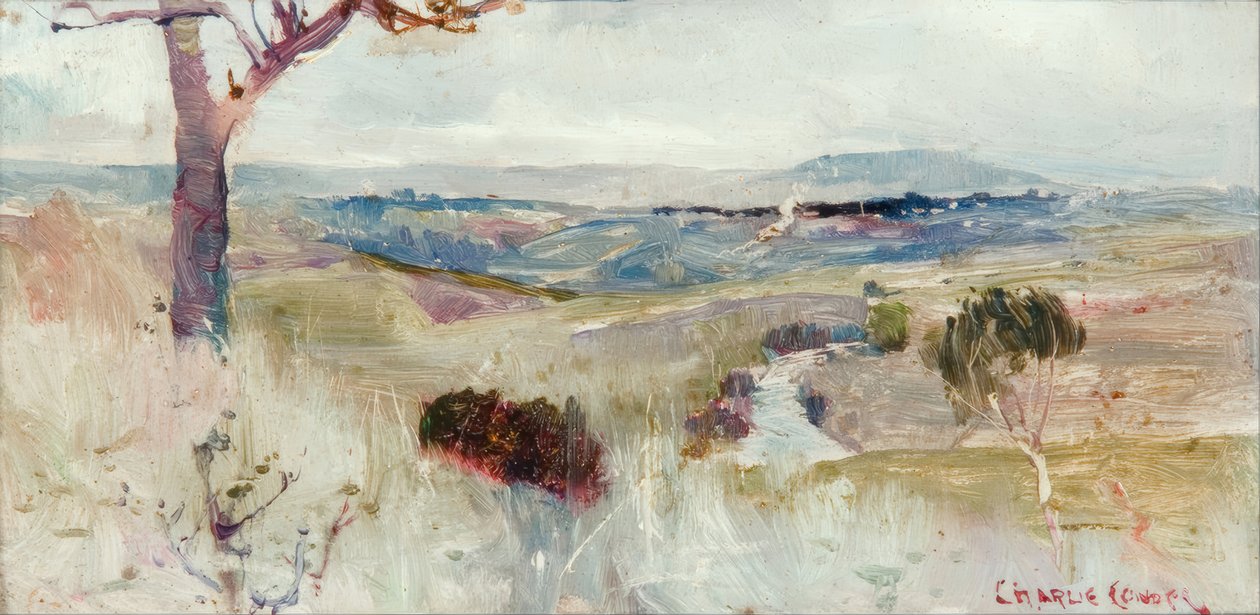 Dandenongs vanuit Heidelberg door Charles Edward Conder