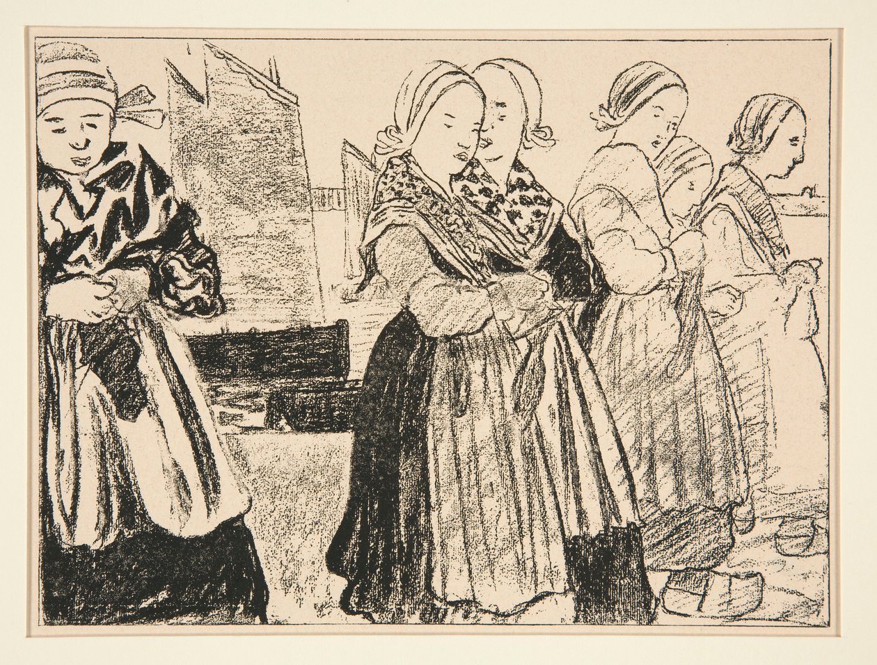 Bretonse meisjes, of Bretonnes sur le quai, in #36 van La Revue Blanche, oktober 1894 door Charles Cottet