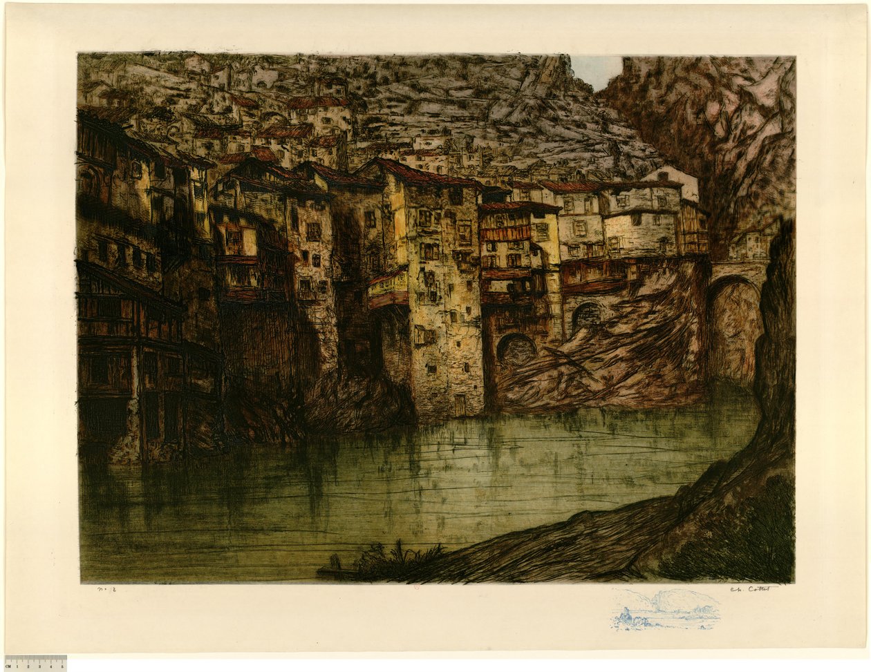 Pont-en-Royans (groot bord) (opgave b) door Charles Cottet
