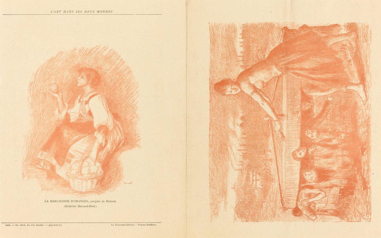 La Meule; Jeune premier! [recto] door Charles Decaux after John Lewis Brown