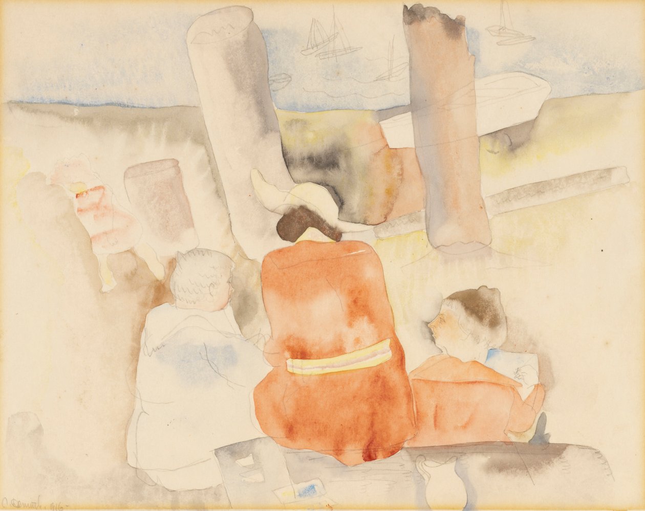Schetsen van drie figuren door Charles Demuth