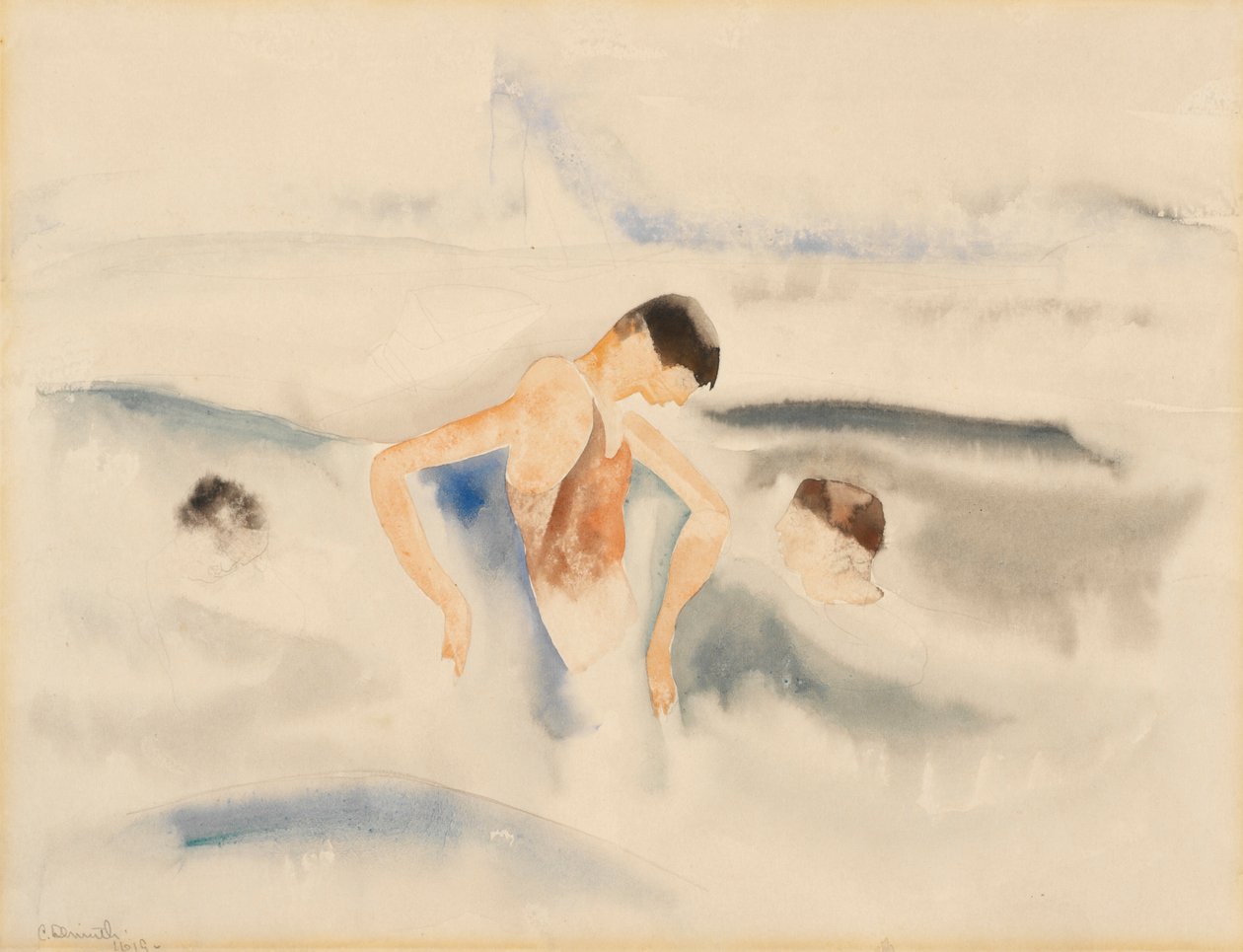Drie Figuren in Water door Charles Demuth