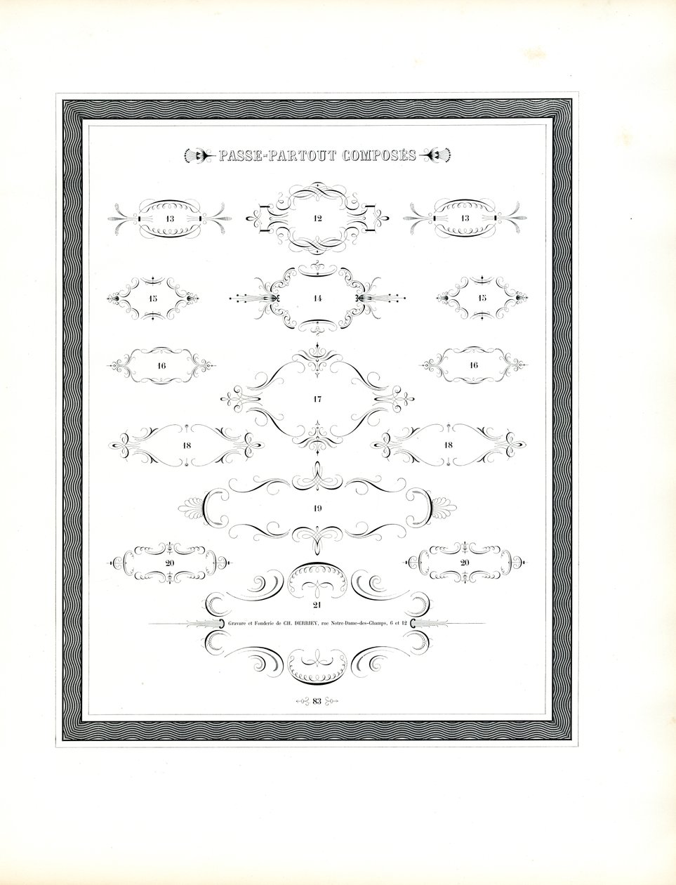 Extra cartouche-elementen (afdrukken) door Charles Derriey