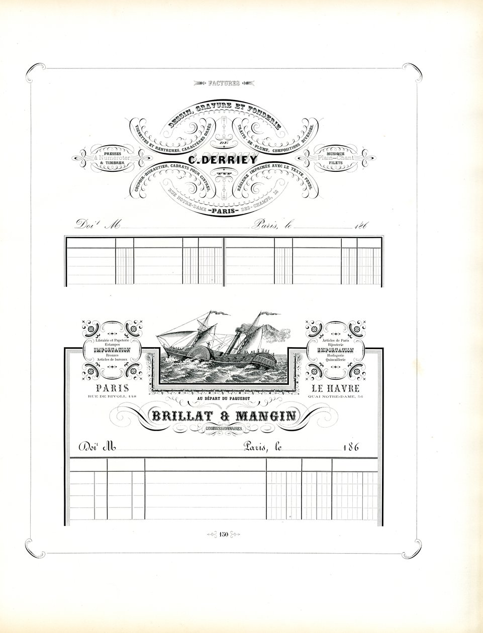Zakelijk briefpapier voor handels- en scheepvaartbedrijven (afdrukken) door Charles Derriey