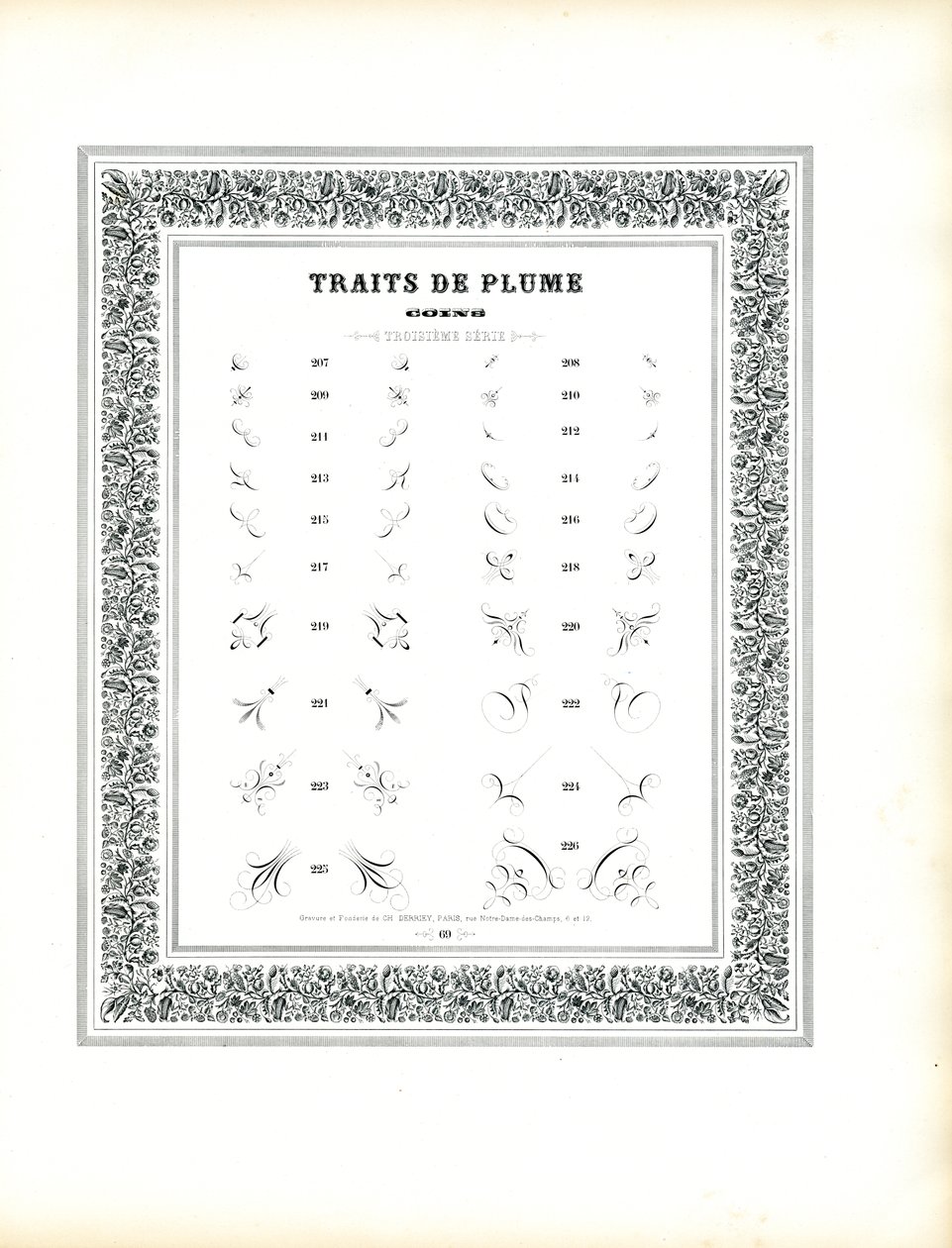 Kalligrafische hoekelementen - Traits de Plume Munten (print) door Charles Derriey