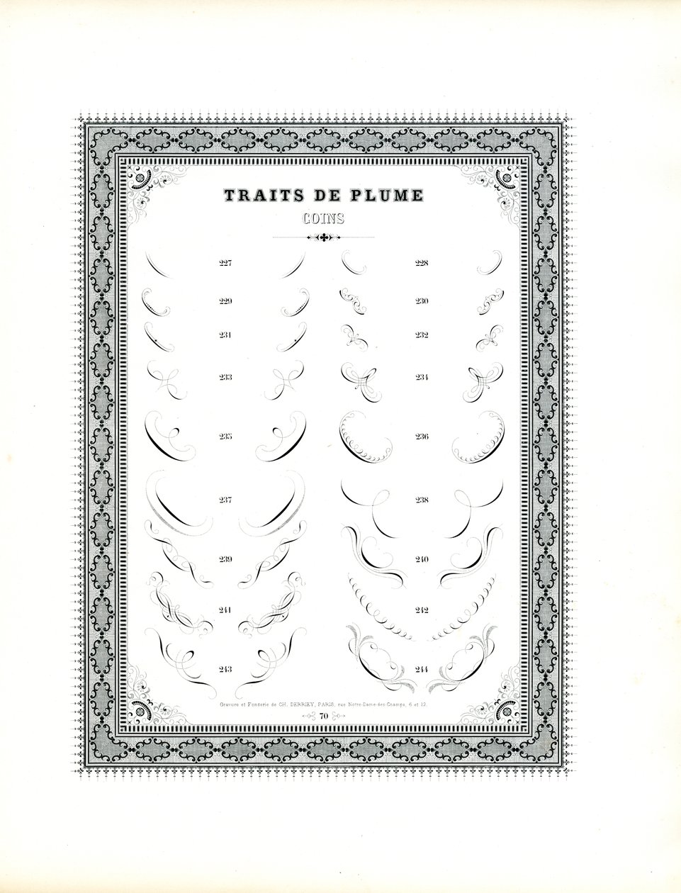 Calligrafische hoekornamenten (print) door Charles Derriey