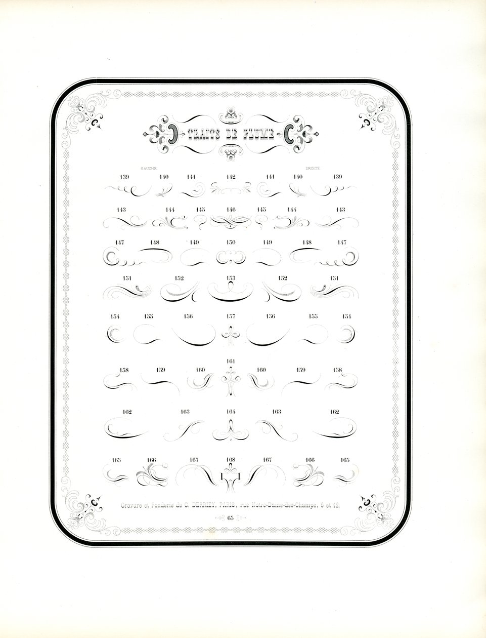 Kalligrafische lijnen en decoratieve elementen (print) door Charles Derriey