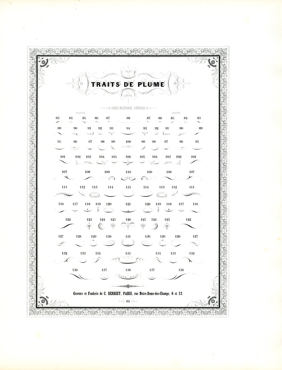 Kalligrafische pennenvlaaien - Tweede serie (print) door Charles Derriey