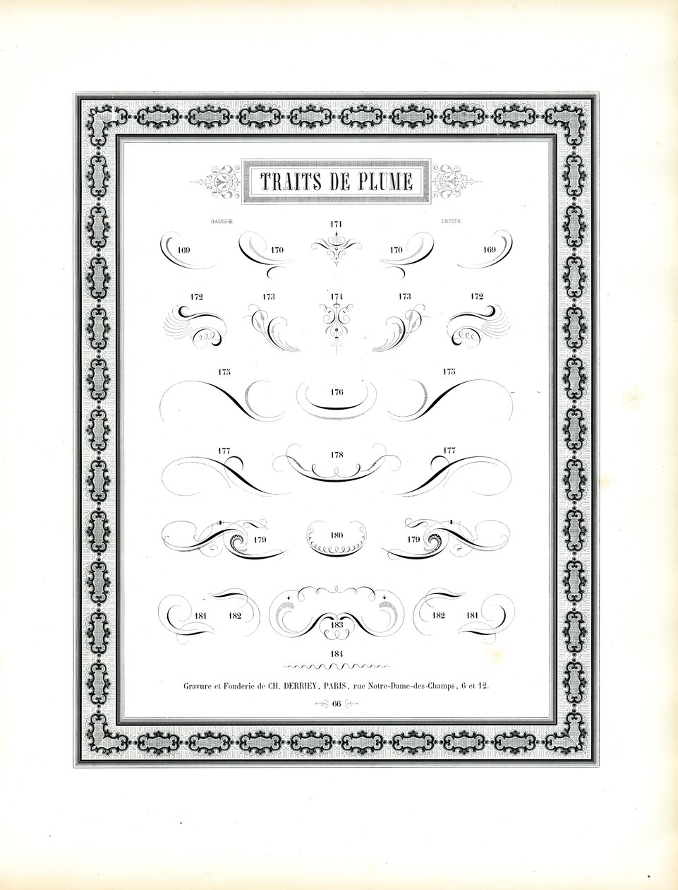 Kalligrafische pennenvlaaien - Traits de Plume (print) door Charles Derriey