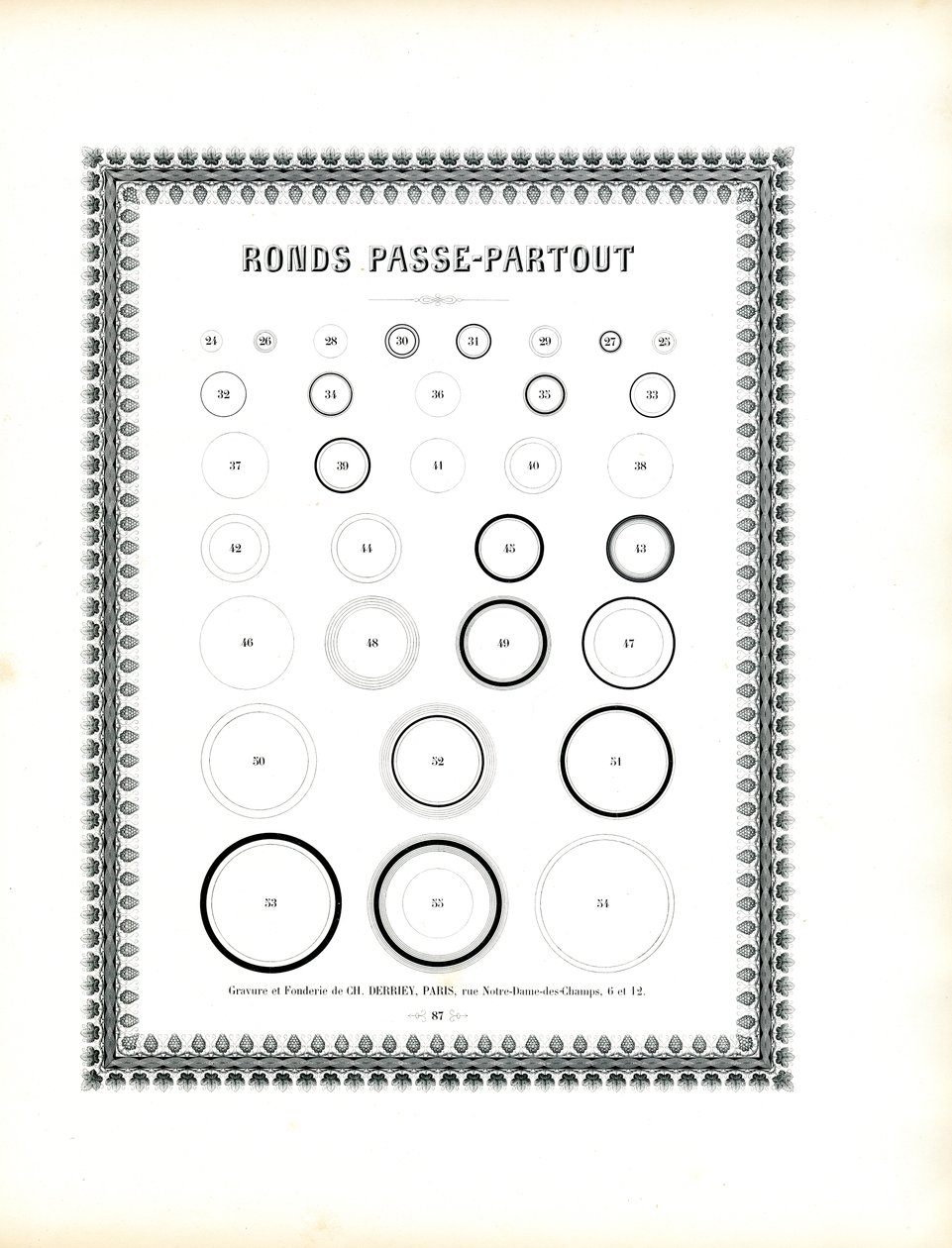 Ronde Passepartout frames (afdrukken) door Charles Derriey