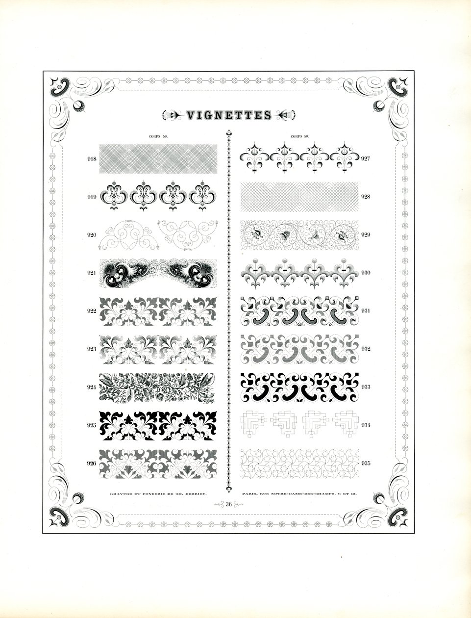 Collectie decoratieve vignetten (print) door Charles Derriey