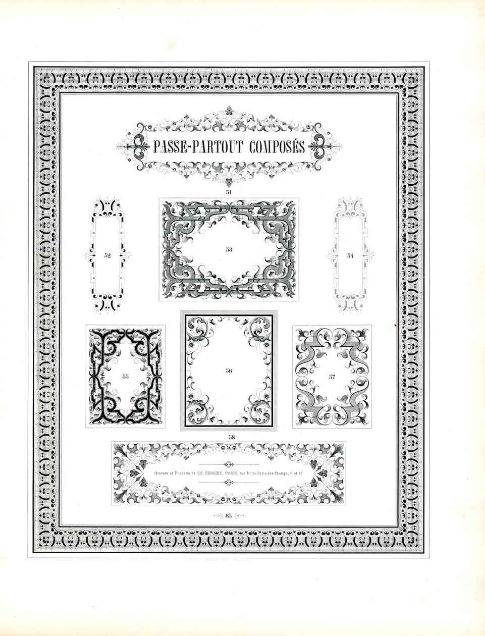 Samengestelde lijsten en decoratieve randen (print) door Charles Derriey