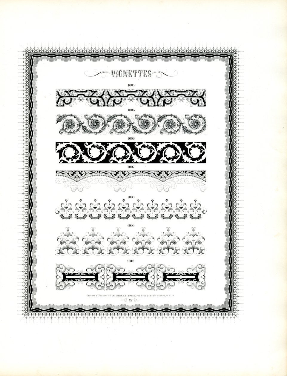 Doorlopende decoratieve randen in klassieke stijl (print) door Charles Derriey