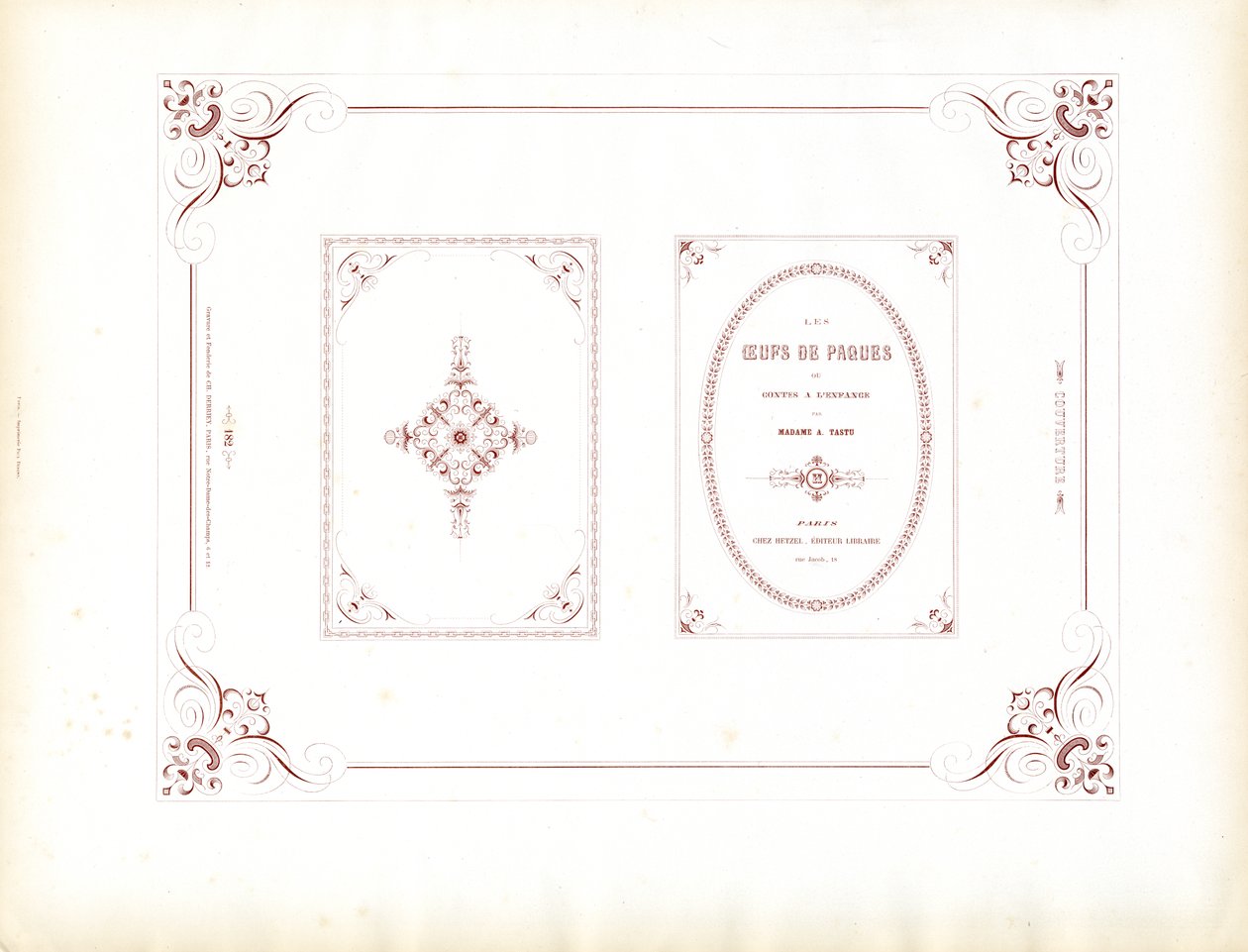 Gebogen sierlijsten voor boekontwerpen (print) door Charles Derriey