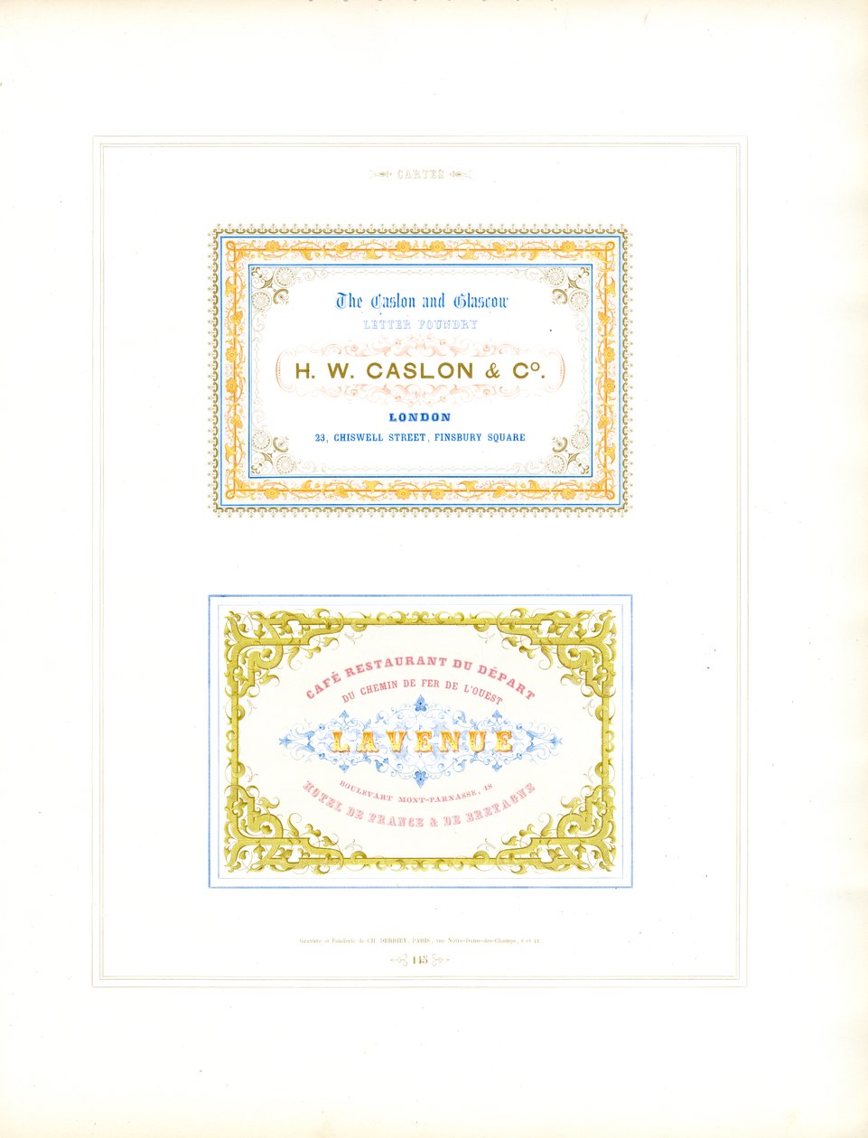 Decoratieve sjablonen voor visitekaartjes met sierlijsten (afdrukken) door Charles Derriey