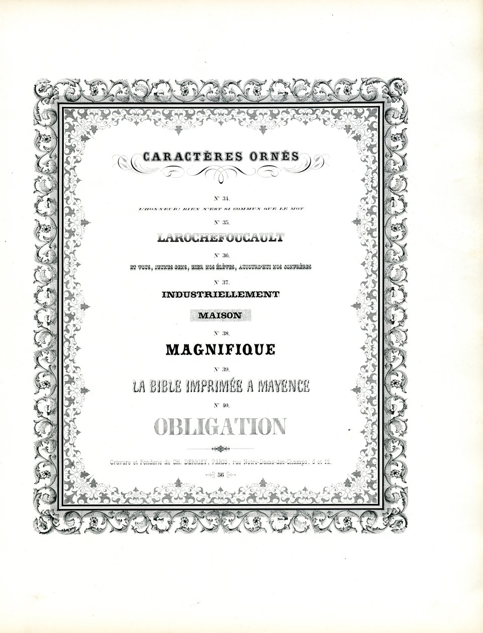 Decoratieve lettertypes met dubbel ornamenteel kader (print) door Charles Derriey
