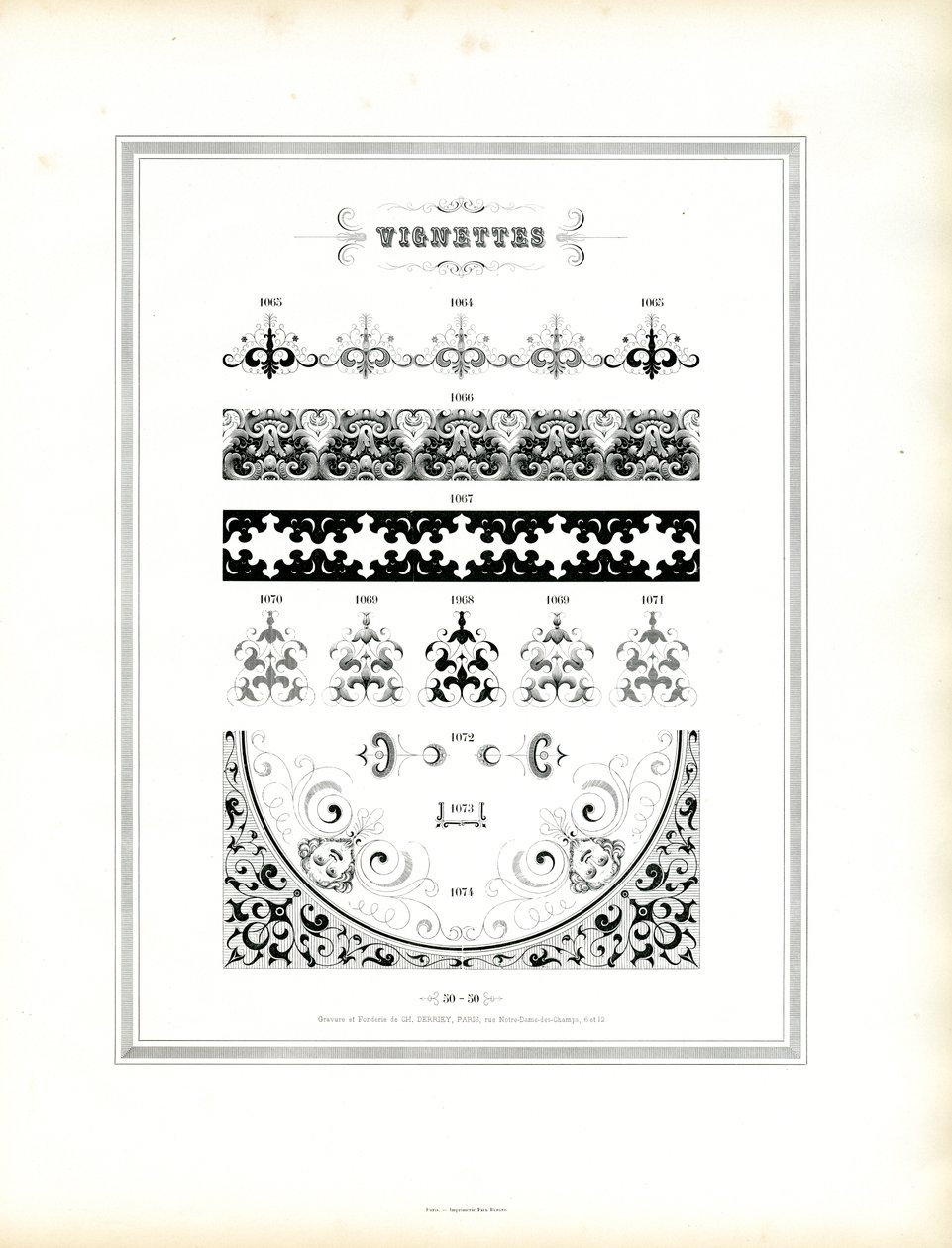 Decoratieve vignetten en randelementen (print) door Charles Derriey