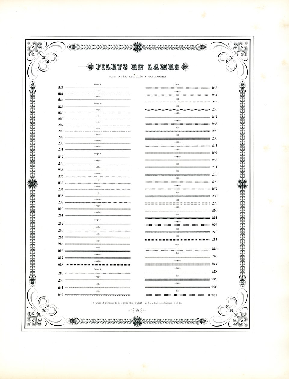 Gestippelde en golvende lijnelementen - Filets en Lames (print) door Charles Derriey