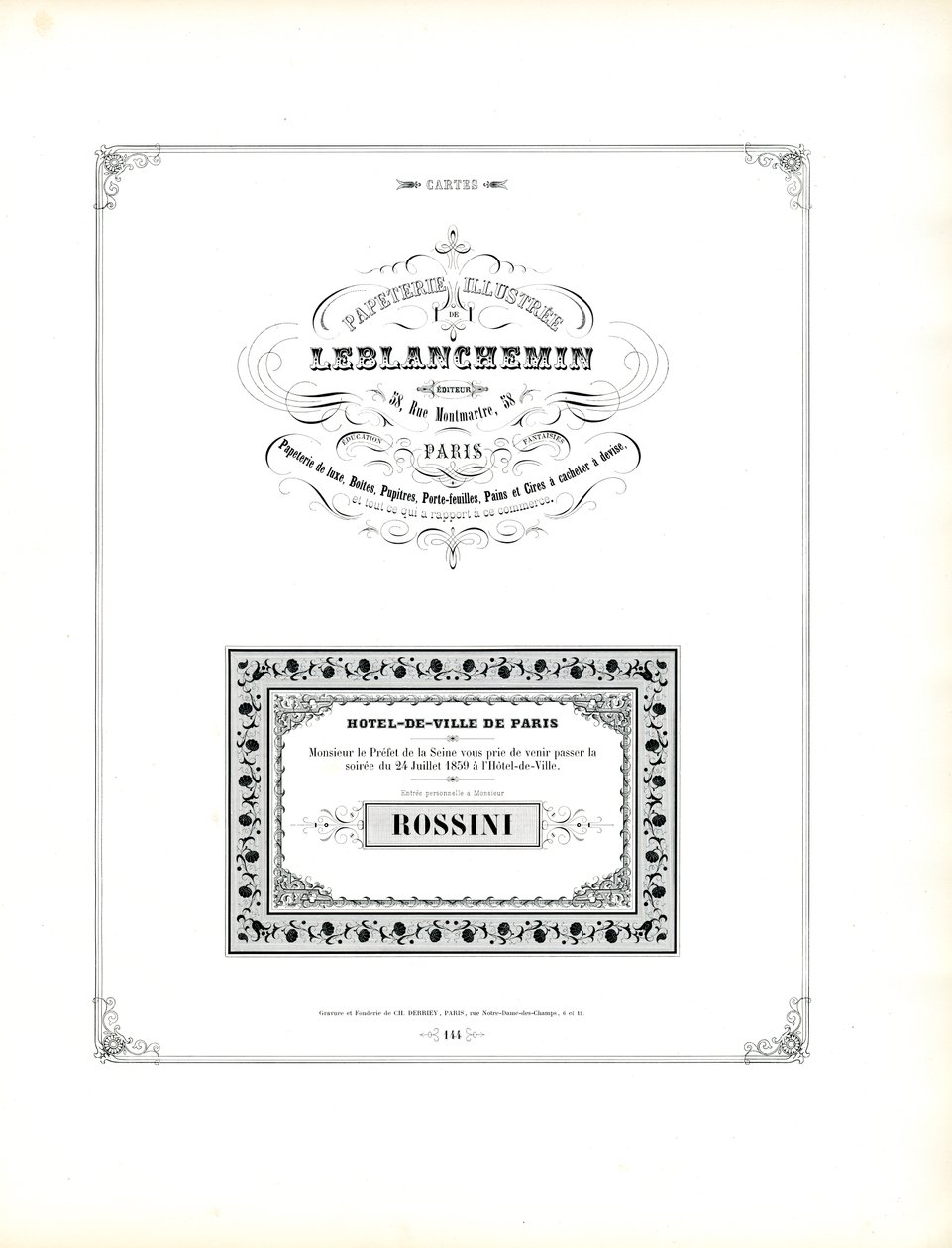 Elegante ontwerpen voor visitekaartjes en uitnodigingen (afdrukken) door Charles Derriey