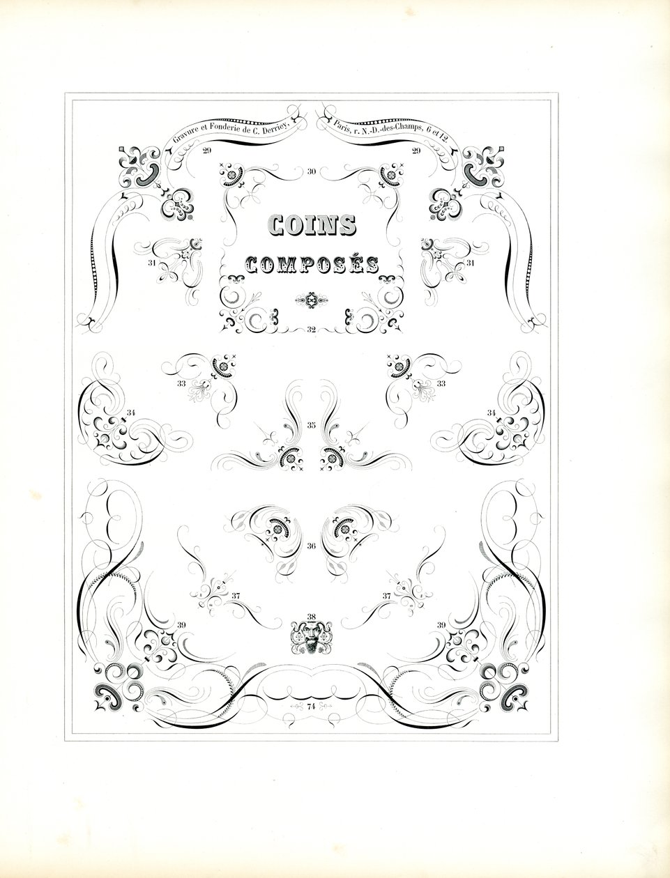 Elegante hoekelementen voor hoogwaardige afdrukken (print) door Charles Derriey