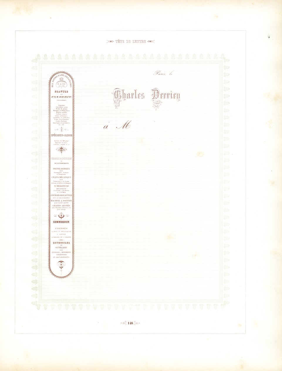 Elegant briefhoofd met typografische zijbalk (print) door Charles Derriey