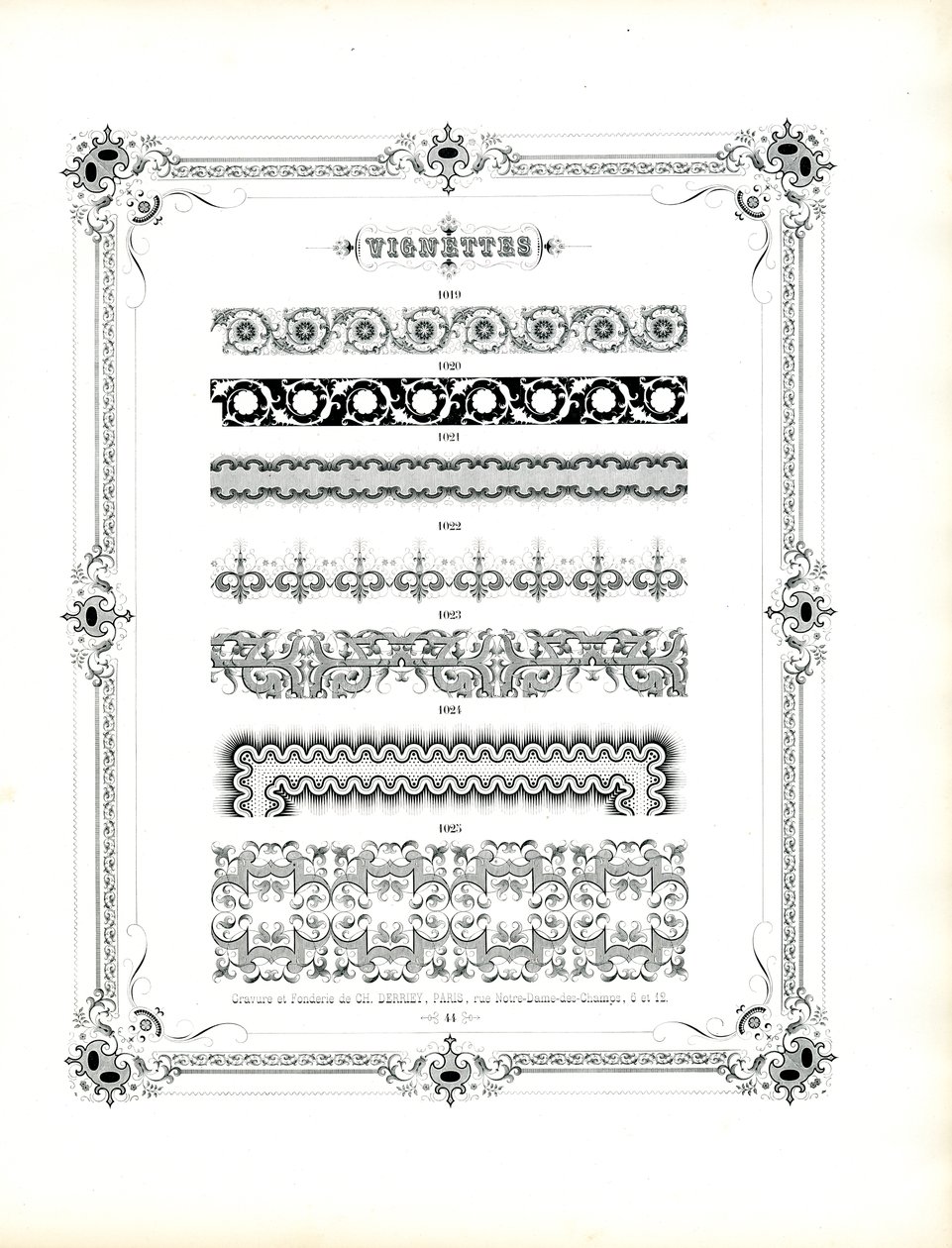 Elegante ornamentale patronen voor luxe drukwerk (print) door Charles Derriey