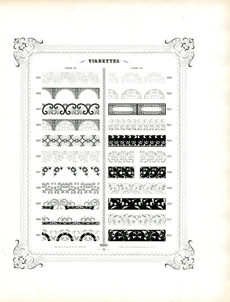 Fijne decoratieve randen en sierstroken (print) door Charles Derriey