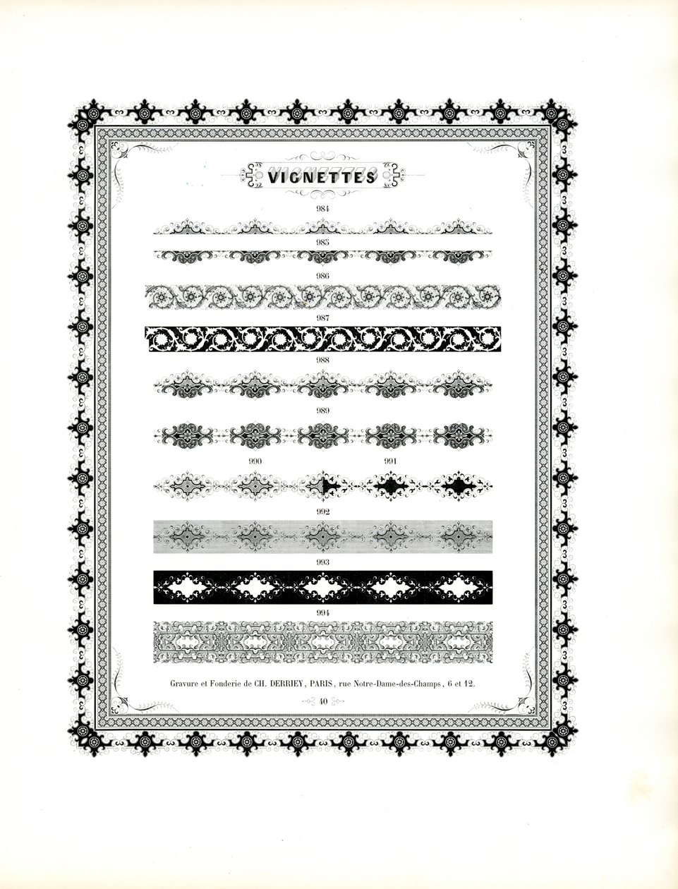 Florale decoratieve banden en sierranden (print) door Charles Derriey