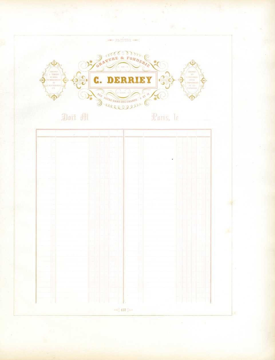 Gouden briefhoofd van Maison C. Derriey (print) door Charles Derriey