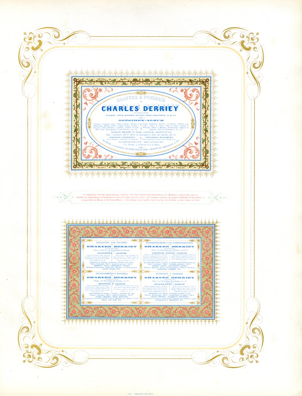 Prachtige certificaatspecimens met meerkleurendruk (print) door Charles Derriey