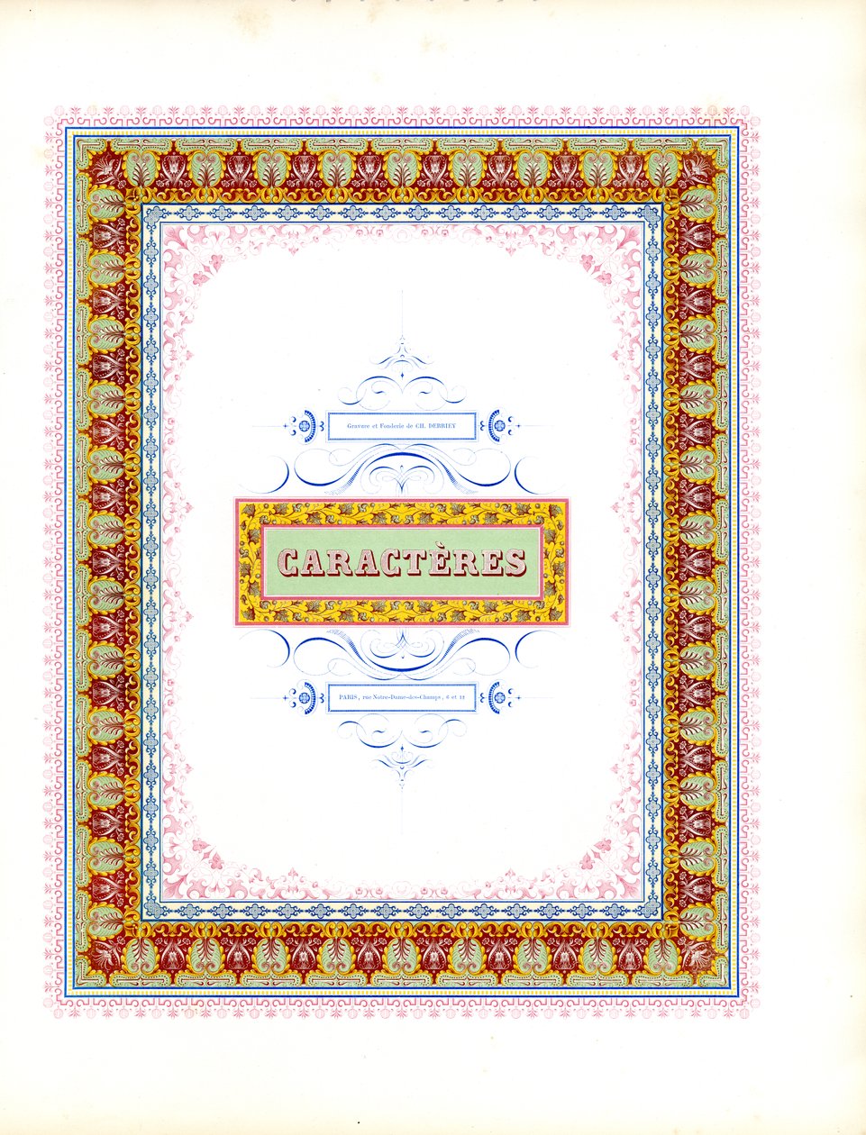 Prachtig chromolithografisch frame (print) door Charles Derriey